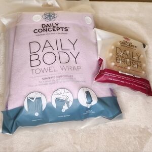 Daily Concepts Bath Towel Wrap and Body Brush Bundle